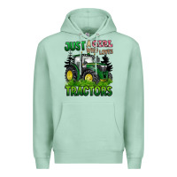 Seafoam just a girl who loves tractors Premium Hoodie - BarkalooDesign