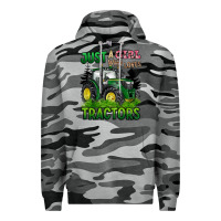 Slate Camo just a girl who loves tractors Premium Hoodie - BarkalooDesign