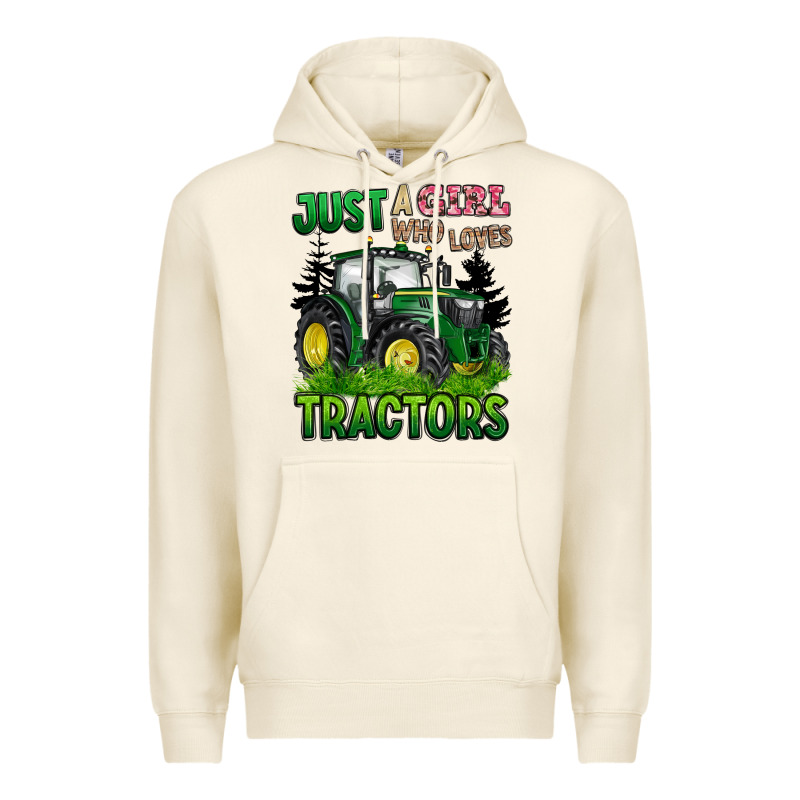 Just A Girl Who Loves Tractors Premium Hoodie by BarkalooDesign | Teevron