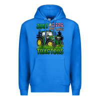 True Royal just a girl who loves tractors Premium Hoodie - BarkalooDesign