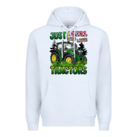 White just a girl who loves tractors Premium Hoodie - BarkalooDesign