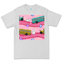 Dove Grey Easter School Bus Seamless Pattern Premium Tee - BundleAndBundleShop