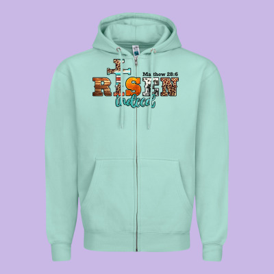 He Is Risen Indeed Matthew 28 6 Jesus Christ Easter Zipper Hoodie Designed By Jasminsmagicworld