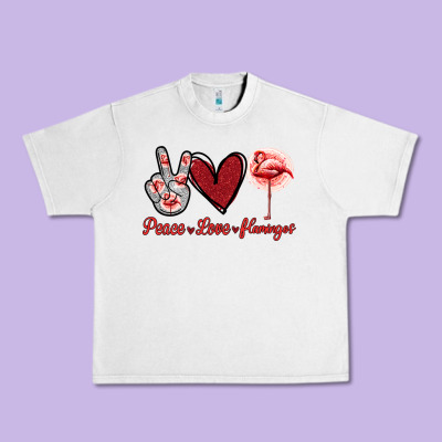 Peace Love Flamingo Urban Heavy Tee Designed By Jasminsmagicworld