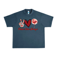 Midnight Navy Peace Love Flamingo Urban Heavy Tee - Jasminsmagicworld
