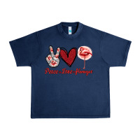 Navy Peace Love Flamingo Urban Heavy Tee - Jasminsmagicworld