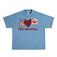 Pebble Blue Peace Love Flamingo Urban Heavy Tee - Jasminsmagicworld
