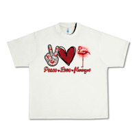 Pistachio Peace Love Flamingo Urban Heavy Tee - Jasminsmagicworld