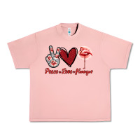 Salmon Peace Love Flamingo Urban Heavy Tee - Jasminsmagicworld