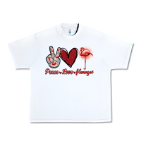 White Peace Love Flamingo Urban Heavy Tee - Jasminsmagicworld