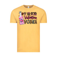 Vintage Mustard V is For Valentine Vodka Vintage Tee - CowhideDigitalArt