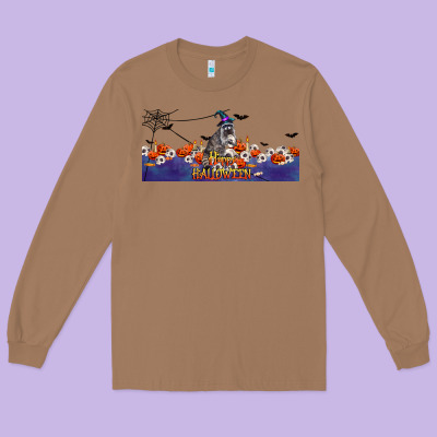 Happy Halloween Raccon Long Sleeve Tee Designed By Lillyallendesigns
