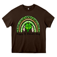 Chocolate Brown Happy St. Patrick's Day rainbow Heavy Core Tee - OliviaCreatesArt