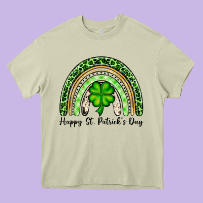 Happy St. Patrick's Day Rainbow Heavy Core Tee Designed By Oliviacreatesart