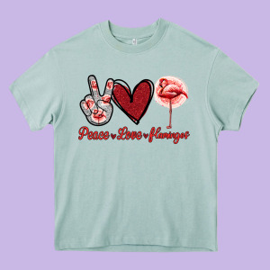Peace Love Flamingo Heavy Core Tee Designed By Jasminsmagicworld