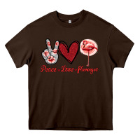 Chocolate Brown Peace Love Flamingo Heavy Core Tee - Jasminsmagicworld
