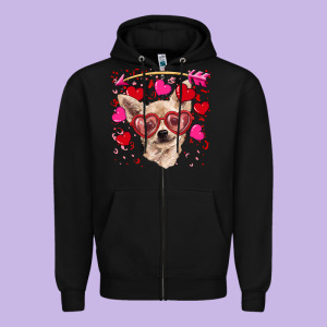 Valentine's Day  Chihuahua Zipper Hoodie Designed By Ranaportraitstore