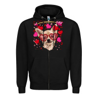 Black valentine's day  chihuahua Zipper Hoodie - RanaPortraitStore