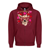 Burgundy valentine's day  chihuahua Zipper Hoodie - RanaPortraitStore