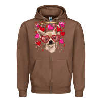 Chestnut valentine's day  chihuahua Zipper Hoodie - RanaPortraitStore