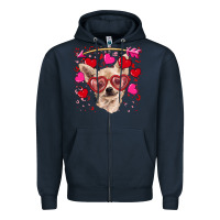 Navy valentine's day  chihuahua Zipper Hoodie - RanaPortraitStore