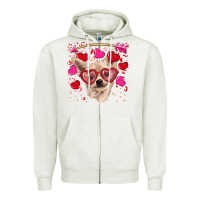 Oatmeal Heather valentine's day  chihuahua Zipper Hoodie - RanaPortraitStore