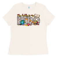 Bone My Daddy is my Hero Teacher Ladies Tee - CowhideDigitalArt
