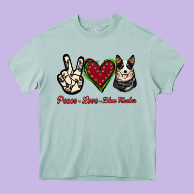 Peace Love Blue Heeler Heavy Core Tee Designed By Jasminsmagicworld