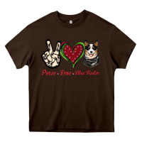 Chocolate Brown Peace Love Blue Heeler Heavy Core Tee - Jasminsmagicworld