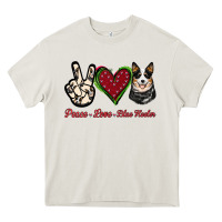 Cream Peace Love Blue Heeler Heavy Core Tee - Jasminsmagicworld