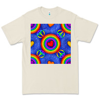 Bone Pride lgbtq hearts and peace symbol seamless patte Premium Tee - BundleAndBundleShop