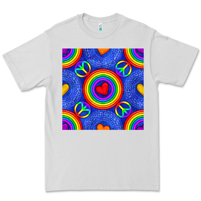 Pride Lgbtq Hearts And Peace Symbol Seamless Patte Premium Tee by BundleAndBundleShop | Teevron