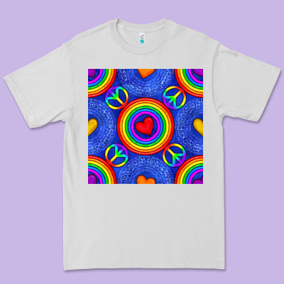 Pride Lgbtq Hearts And Peace Symbol Seamless Patte Premium Tee Designed By Bundleandbundleshop