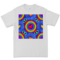 Dove Grey Pride lgbtq hearts and peace symbol seamless patte Premium Tee - BundleAndBundleShop