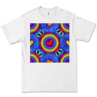 White Pride lgbtq hearts and peace symbol seamless patte Premium Tee - BundleAndBundleShop