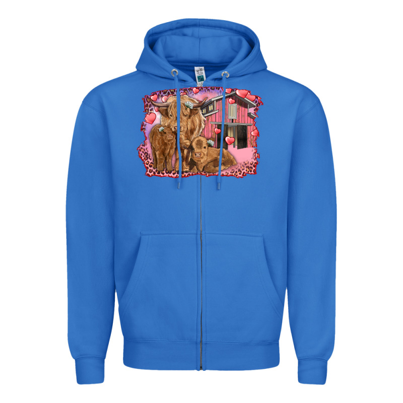 Valentine's Day Mama Cow And Baby Cows Zipper Hoodie by RanaPortraitStore | Teevron