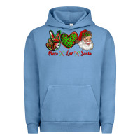 Pigment Pebble Blue peace love santa Urban Hoodie - RanaPortraitStore