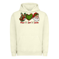 Pigment Pistachio peace love santa Urban Hoodie - RanaPortraitStore