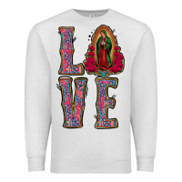 Oatmeal Heather love lady of guadalupe Premium Sweatshirt - Jasminsmagicworld
