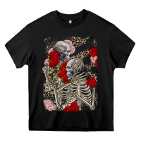 Black Two skeletons hugging Valentine's Day Heavy Core Tee - FaDigitalArtStudio