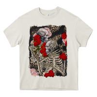 Cream Two skeletons hugging Valentine's Day Heavy Core Tee - FaDigitalArtStudio
