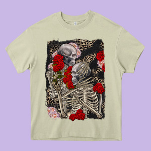 Two Skeletons Hugging Valentine's Day Heavy Core Tee Designed By Fadigitalartstudio