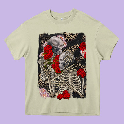 Two Skeletons Hugging Valentine's Day Heavy Core Tee Designed By Fadigitalartstudio