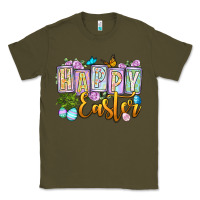 Army Green Happy Easter Classic Tee - OliviaCreatesArt