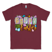 Burgundy Happy Easter Classic Tee - OliviaCreatesArt