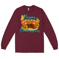 Burgundy Happy Thanksgiving Pumpkin Pie Long Sleeve Tee - LillyAllenDesigns