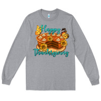 Heather Grey Happy Thanksgiving Pumpkin Pie Long Sleeve Tee - LillyAllenDesigns