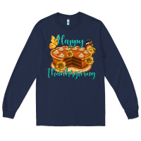 Navy Happy Thanksgiving Pumpkin Pie Long Sleeve Tee - LillyAllenDesigns