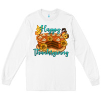 White Happy Thanksgiving Pumpkin Pie Long Sleeve Tee - LillyAllenDesigns