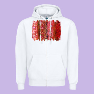 Valentine's Day Brushstrokes Zipper Hoodie Designed By Ranaportraitstore